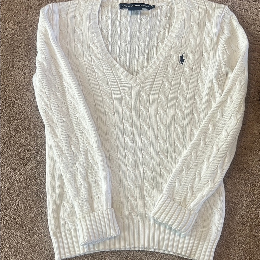 Polo by Ralph Lauren White Cable Knit Cardigan
